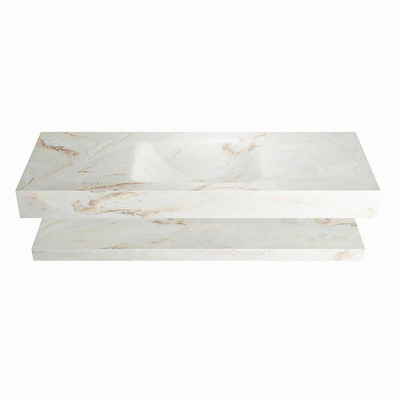 Mondiaz ALAN-DLUX Ensemble de meuble - 130cm - meuble Frappe mat - 0 tiroirs - Lavabo Cloud Frappe suspendu - vasque Centre - 0 trous de robinet