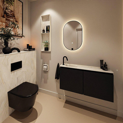 MONDIAZ TURE-DLUX meuble WC 100 cm Urban. EDEN lavabo Ostra position gauche. Avec 1 trou de robinet.
