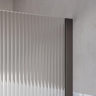 BRAUER Oblivion Inloopdouche - 100x200cm - 30cm zijwand - helder ribbel glas - glascoating - PVD - Geborsteld Gunmetal