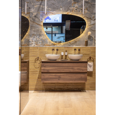 Saniclass Chaci Badkameronderkast - 120cm - 2 lades - greeploos - noten (hout) SHOWROOMMODEL