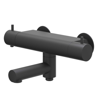 IVY Bond Badthermostaatkraan opbouw - draaibare baduitloop - omstel - Cooltouch - Mat zwart PED