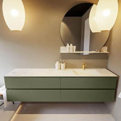 Mondiaz VICA-DLUX ensemble de meuble de salle de bain - 200cm - meuble sous-vasque armée - 4 tiroirs - lavabo encastré nuage droite - 1 trou de robinet - version haute de 60cm - opalo