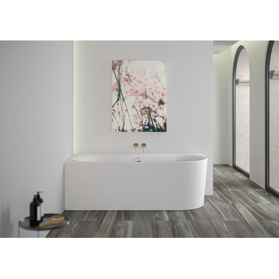 PliegerKansashoekbad acryl met waterinlaat links180x80x60cmmet poten | met af- en overloopgarnituur chroommat wit