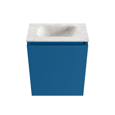 MONDIAZ TURE-DLUX Meuble WC 40 cm Jeans. Lavabo EDEN Ostra position milieu. Sans trou de robinet.