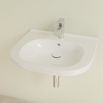 Villeroy & Boch Vicare O.novo Vita wastafel Vita - met 1 kraangat - met overloop - 60x55cm CeramicPlus - White Alpine (glans wit)