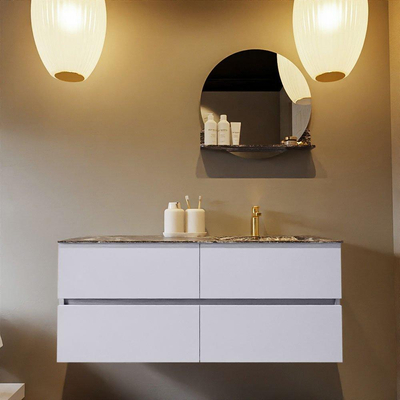 Mondiaz VICA-DLUX Ensemble de meuble de salle de bain - 120cm - meuble sous-vasque cale - 4 tiroirs - lavabo encastrée cloud droite - 1 trou de robinet - version haute de 60cm - lave