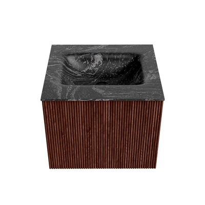 Mondiaz KURVE-DLUX Badkamermeubelset - 50x46x40cm - 1 lade - wastafel solid surface - midden - 1 kraangat - Ruby