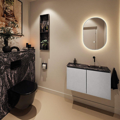MONDIAZ TURE-DLUX 80cm toiletmeubel Plata. EDEN wastafel Lava positie rechts. Zonder kraangat.