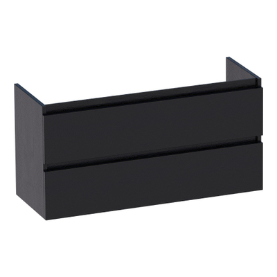 BRAUER Solution Small wastafelonderkast 100x39x50cm 2 softclose greeploze lades met 1 sifonuitsparing MFC Black Wood