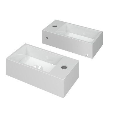 INK Versus Fontein - 36x18x9cm - wasbak links - 1 kraangat - polystone wit glans - licht beschadigd -OUTLET UDEN