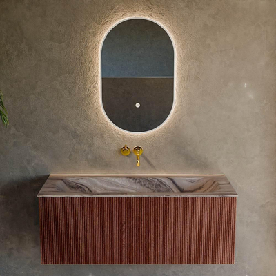 MONDIAZ KURVE-DLUX 110cm badmeubel kleur Ruby met 1 lade en 0 deuren. Wastafel BIG MEDIUM Midden zonder kraangat Sombra.