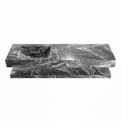MONDIAZ ALAN - DLUX Badkamermeubelset - 150cm - planchet - Lava - vrijhangende wastafel - wasbak links - 1 kraangat - Lava