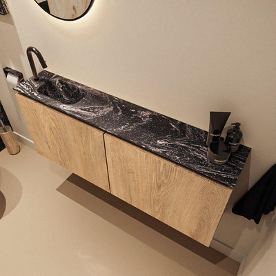 MONDIAZ TURE-DLUX Meuble de toilettes 120 cm Washed Oak. Vasque EDEN Lava position gauche. Avec 1 trou de robinet.