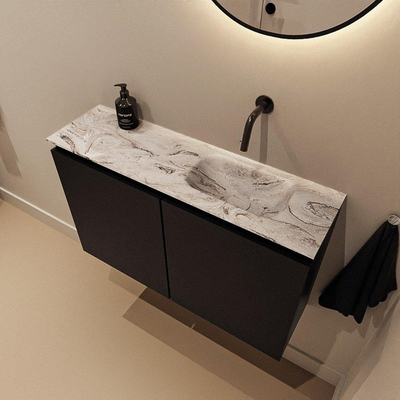 MONDIAZ TURE-DLUX 80cm toiletmeubel Urban. EDEN wastafel Glace positie rechts. Zonder kraangat.