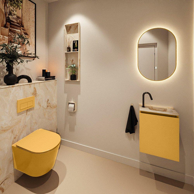 MONDIAZ TURE-DLUX Meuble toilette - 40cm - Ocher - EDEN - vasque Frappe - position droite - 1 trou de robinet