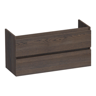 BRAUER Joy meuble de salle de bains sous-lavabo peu profond - 100x39x50cm - 2 tiroirs softclose - sans poignées - 1 découpe pour siphon - chêne massif - lamelles chêne noir