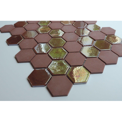 The Mosaic Factory Valencia mozaïektegel - 27.6x32.9cm - wandtegel - Zeshoek/Hexagon - Gerecycled glas Burgundy mat/glans