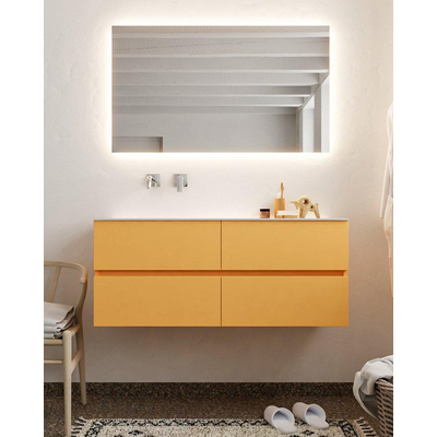 Mondiaz VICA ensemble de meuble de salle de bain - 120cm - meuble sous-vasque ocre 4 tiroirs - lavabo nuage gauche - sans trou de robinet version XL 60cm de haut