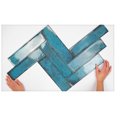 Cifre Cerámica Wandtegel Alchimia Blue 7,5x30 cm Vintage Glans Blauw