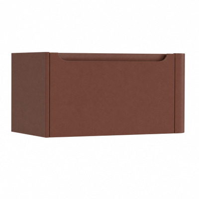 H&R Badmeubelen Juice Wastafelonderkast - 80x45x40cm - rechterhoek afgerond - 1 lade - geïntegreerde greep - Terra mat (rood)