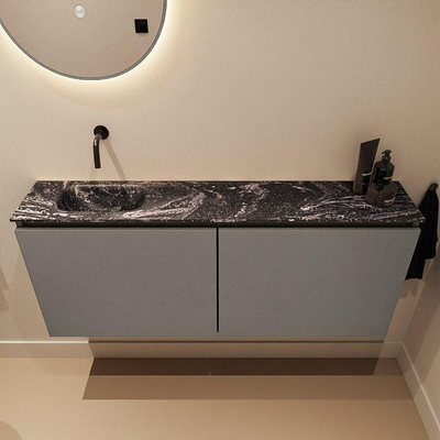 MONDIAZ TURE-DLUX meuble de WC 120 cm Smoke. EDEN lavabo Lava position gauche. Sans trou de robinet.
