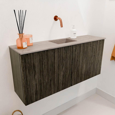 Mondiaz JOYA-DLUX 90cm meuble de toilette - couleur Shadow - Vasque FAYE position Milieu Sans trou de robinet couleur Saba