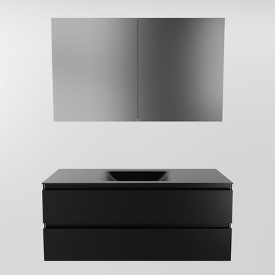 Mondiaz Aivy badmeubelset - 120x45x50cm - 0 kraangaten - 1 wasbak urban Solid surface - Midden - 2 lades - Met spiegelkast - MDF Urban