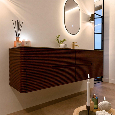 Mondiaz CIRO-DLUX Badkamermeubelset - 170x45x50cm - Solid surface wastafel Oza - 1 wasbak Rechts - 1 kraangat - 4 lades - Ruby