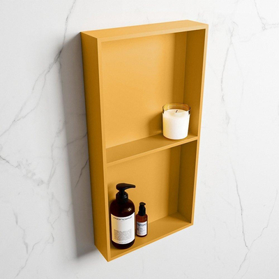 Mondiaz Easy nis 29.5x59.5x8cm voor Inbouw/opbouw 2 open vakken Solid surface Ocher/Ocher