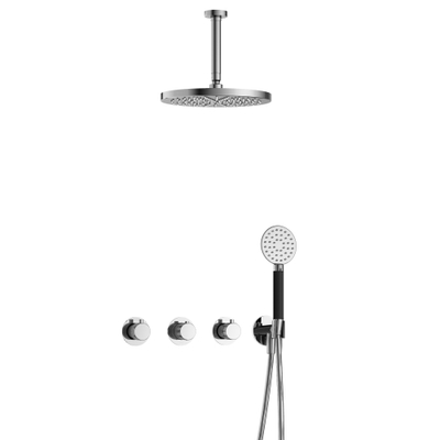 Hotbath Cobber X IBSX70 Regendoucheset inbouw - hoofddouche 30cm - plafondarm 15cm - handdouche rond 3 standen - Chroom
