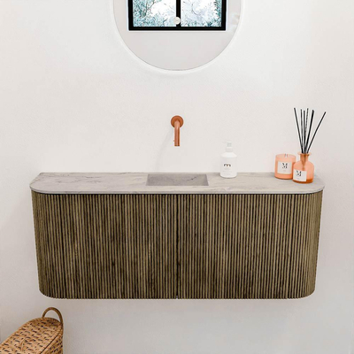 Mondiaz JOYA-DLUX 103.2cm toiletmeubel - ronding links en rechts kleur Dusk - Wastafel FAYE positie Midden Zonder kraangat kleur Glace.