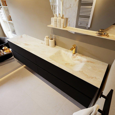 MONDIAZ VICA-DLUX Ensemble meuble de salle de bains - 200cm - meuble bas urban - 4 tiroirs - lavabo encastré cloud à droite - 1 trou de robinet - version haute 60cm - frape