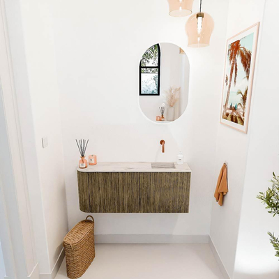 Mondiaz JOYA-DLUX 101.6cm toiletmeubel - ronding links kleur Dusk - Wastafel FAYE positie Rechts Zonder kraangat kleur Nata.