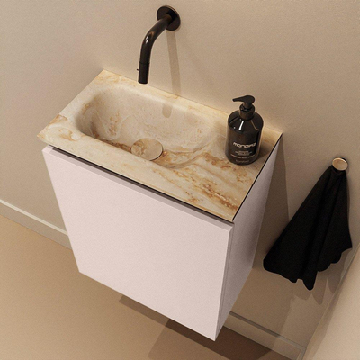 MONDIAZ TURE-DLUX Meuble toilette - 40cm - Rosee - EDEN - vasque Frappe - position gauche - sans trou de robinet