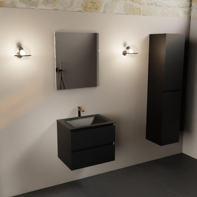 Mondiaz AIVY Ensemble de meuble - 60x45x50cm - 1 trou de robinet - 1 vasque Urban Solid surface - Centre - 2 tiroirs - sans miroir - MDF Urban