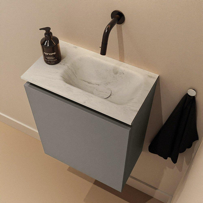 MONDIAZ TURE-DLUX 40cm toiletmeubel Smoke. EDEN wastafel Opalo positie rechts. Zonder kraangat.
