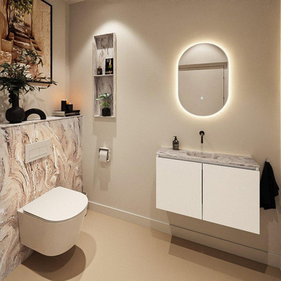 MONDIAZ TURE-DLUX 80cm toiletmeubel Talc. EDEN wastafel Glace positie midden. Zonder kraangat.