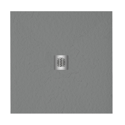 FugaFlow Eccelente Bac à douche Anto - 90x90cm - antidérapant - antibactérien - marbre minéral - carré - mat cemento (gris)