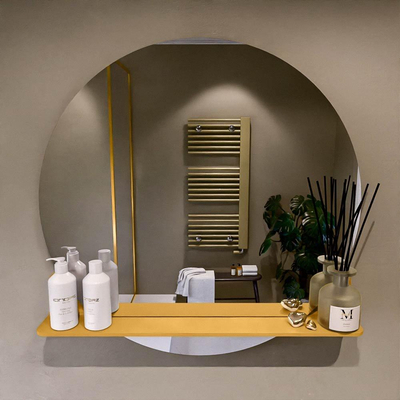 Mondiaz SPOT Miroir de salle de bains - rond 80cm - tablette miroir - couleur Ocher