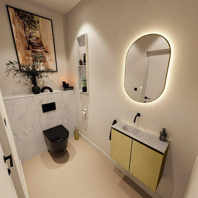 MONDIAZ TURE-DLUX meuble WC 60cm Oro. EDEN lavabo Opalo position gauche. Sans trou de robinet.