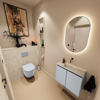 MONDIAZ TURE-DLUX Meuble de toilettes 60 cm Clay. Lavabo EDEN Ostra position milieu. Sans trou de robinet.