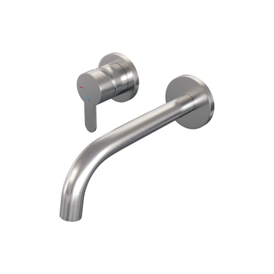BRAUER Brushed Edition Wastafelmengkraan inbouw - gebogen uitloop rechts - hendel plat smal - inclusief inbouwdeel - model D2 PVD - geborsteld RVS