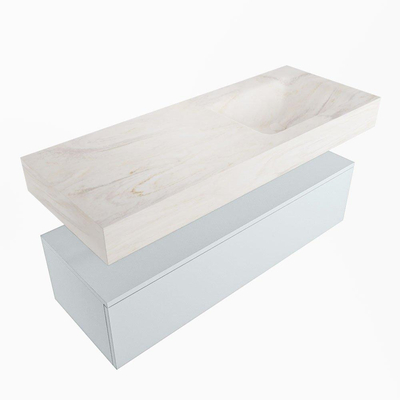 Mondiaz ALAN-DLUX Ensemble de meuble - 120cm - meuble Clay mat - 1 tiroir - Lavabo Cloud Ostra suspendu - vasque Droite - 1 trou de robinet