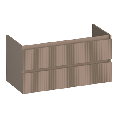 BRAUER Joy Wavy wastafelonderkast 100 2 softclose lades - greeploos - 1 sifon uitsparing - mat mokka