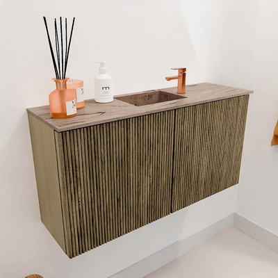 Mondiaz JOYA-DLUX 80cm toiletmeubel - kleur Dusk - Wastafel FAYE positie Midden 1 kraangat kleur Arena.