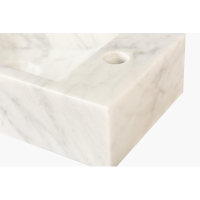 FugaFlow Eccelente Arredo Ensemble meuble de toilette - 40x65cm - 1 porte - 1 trou de robinet - droite - lave-mains pierre naturelle marbre - blanc mat