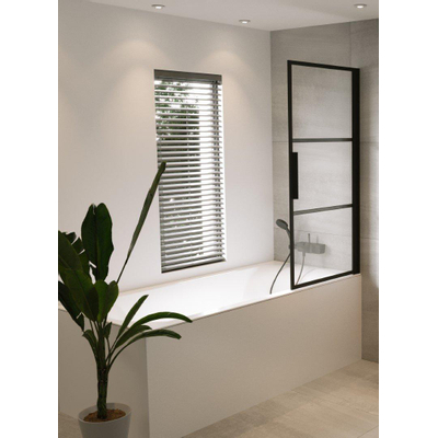 Riho Grid paroi de baignoire 80x150cm droite profil noir et verre clair