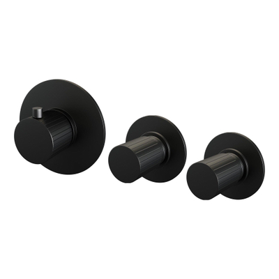 BRAUER Stripe Inbouwthermostaat - 2 stopkranen - inclusief inbouwdeel - mat zwart