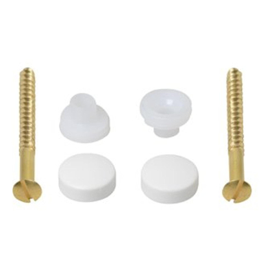 Set vis à pot avec capuchon avec rosace 6x70mm blanc/laiton