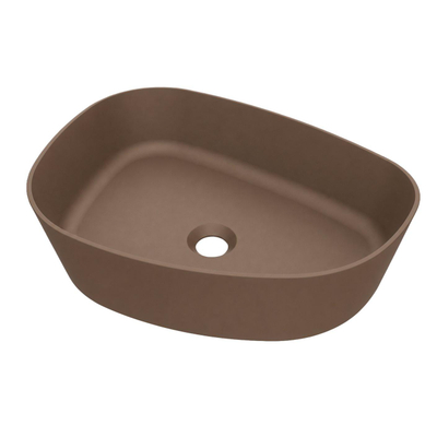 Arcqua Rocker waskom - opbouw - organisch links - 50x37cm - mat chocola
